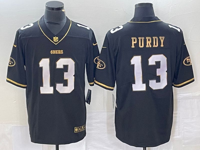 Men San Francisco 49ers #13 Purdy Black gold 2023 Nike Vapor Limited NFL Jersey style 3